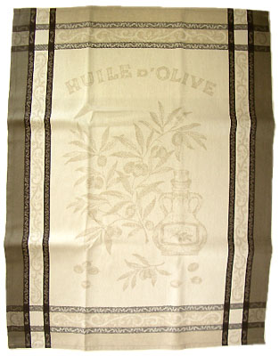Set of 3 French Jacquard dish cloths (olive oil. Taupe)